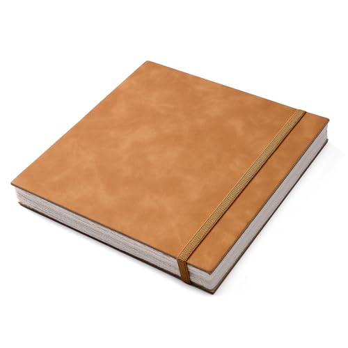 tumuarta Deckle Edge Paper Sketchbook, 92 LB, 150 GSM, 80 Sheets Mixed Media Paper, Acid Free, Handmade Journal Hardbound Vintage Sketch Book for Pencil, Ink, Markers, Acrylic and More (8" X 8") - size: 8" X 8"