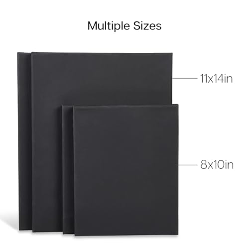 KINGART Black Canvas Panel Set – Rectangle Assortment, 4-Pack – 100% Cotton, Triple Gesso Primed Artist Boards for Acrylic, Oil, High-Contrast, & Mixed Media Painting - color: Black, size: Rectangle