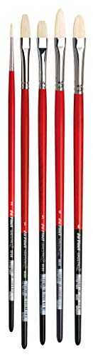 da Vinci Oil & Acrylic Series 4240 Maestro 2 Oil Brush Set, Hog Bristle with Red Handles, 5 Brushes (Series 5023, 5123, 5423, 5923, 5723) - style: Hog Bristle Oil Starter Set