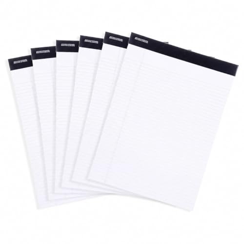 Mintra Office White Legal Pads – Ruled Notepads and Micro-Perforated Sheets, Ideal for Writing, Note-Taking & Creativity, Office, or Professional Use, Basic Pad 6 pack, 8.5"x11" (Narrow Ruled) - color: White - Basic Pad, size: Narrow