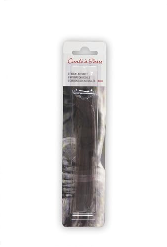 Conté à Paris Natural Charcoals, Set of 5, Square 4mm | Produces Bold Expressive Marks, Excellent For Large Scale Studies, Easy Smudging And Tonal Blending - style: 5 Count Natural Charcoal Square 4mm