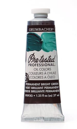 Grumbacher Pre-Tested Oil Paint, 37ml/1.25 Ounce, Permanent Bright Green (P093G) - color: Permanent Bright Green