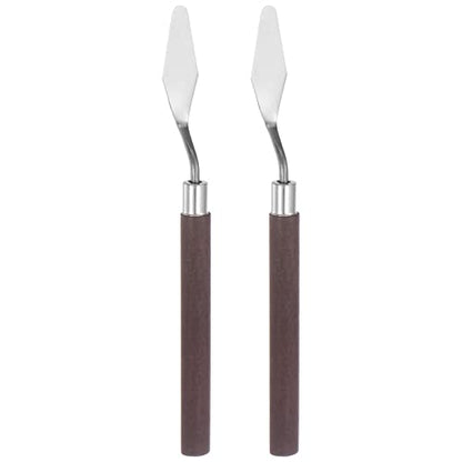 HARFINGTON 2pcs No.5 Palette Knives 14mm Width Stainless Steel Small Pointy Spatula Painting Pallet Knife with Wood Handle for Oil Acrylic Canvas Mixing Spreading, Red - size: 14mm