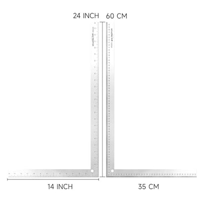 24"x14" L-Square Ruler Other Sided Metric 60x35cm for Sewing | Double-sided aviation aluminum ruler with 24"x14" imperial & 60x35cm metric scales. Sewing pattern making tool - style: 5324A(24"&60cm)
