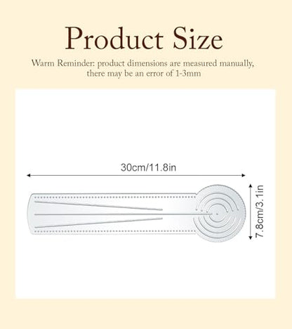JUBHOAY Mandala Dotting Tool, 3-in-1 Circle Drawing Tool, Circle Maker for Geometry Art, Transparent Mandala Ruler Tool, for DIY Drawing Stencil Art Projects (11.8 in / 30 CM)