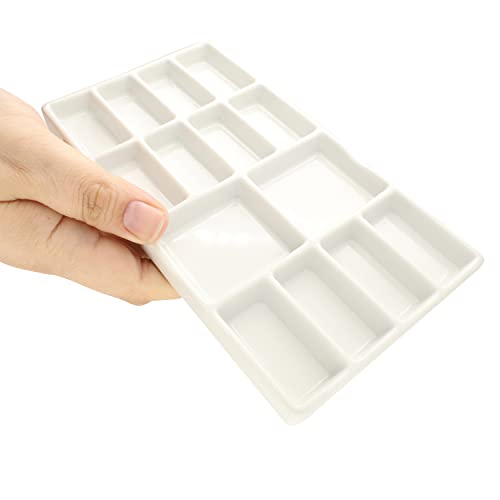 The Beadsmith Ceramic Mixing Palette – Rectangle Design Paint Holder – Arts and Crafts Accessories Organizer – 7.5' x 4.1' x .6” – 14 Compartments, (1 Palette) - size: 1 Palette - 7.5" x 4.1" x .6"