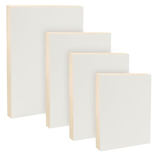 Da Vinci Pro Medium Textured Gesso Panel - 7/8" Deep - Set of 4 Small Rectangle Wood Panels for Painting - Accepts Mediums Like Canvas - for Oils, Acrylics, Mixed Media, Pastels & Drawing Sticks - size: 7/8" Small Rectangular