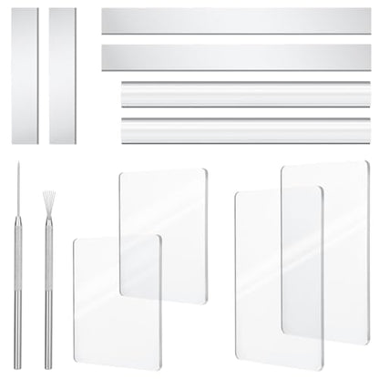 Amrules 12 Pcs Polymer Clay Tools Kit, Acrylic Rollers & Cutters for Adults | Sturdy Carbon Steel & Acrylic, 4 Sheets, 2 Rollers, 4 Cutters with Case & Texture Tools, for Shaping, Carving & Crafts - color: Clear-Board-12Pcs