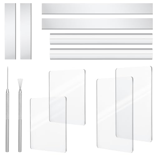 Amrules 12 Pcs Polymer Clay Tools Kit, Acrylic Rollers & Cutters for Adults - color: Clear-Board-12Pcs