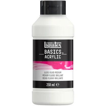 Liquitex BASICS Gloss Fluid Medium, 250ml (8.4oz) Bottle | Acrylic paint medium; Gloss finish, Improves Flow, Thins Paint, Maintains Paint Adhesion & Durability - style: Gloss Fluid