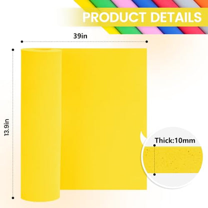 Do²ping Yellow Eva Foam Sheets Roll, 10mm EVA Craft Foam 39''x13.9'' High Density 86kg/m3 for Halloween Cosplay DIY - color: Yellow, size: Thickness 10mm