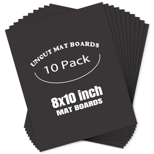 AUEAR 8x10 Uncut Picture Mat Boards, 10 Pack Black Matt Boards for Prints - color: Black, size: 8x10
