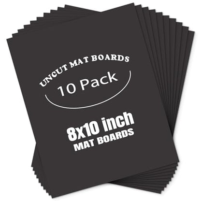 AUEAR 8x10 Uncut Picture Mat Boards, 10 Pack Black Matt Boards for Prints - color: Black, size: 8x10