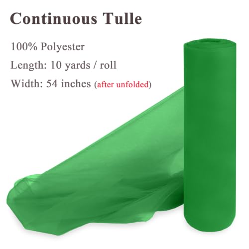 Classic Green Tulle Fabric Roll 54 Inch x 10 Yards Tulle Ribbon - color: Classic Green, size: 54 Inch X 10 Yards