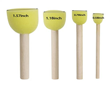 Foam Sponge Brushes Set Penta Angel 8Pcs Multi Size Round Painting Sponges Tools with Wood Handle for Acrylic Stains Watercolor Varnishes and Crafts DIY(Mixed Size, Yellow) - size: Mixed Size