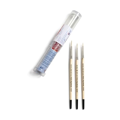 AIT Art Round Paint Brushes, Pack of 3, Sizes 0, 2, 4, White Hog Bristles, Handmade in USA for Trusted Performance with Heavier and Thicker Paints - size: 0, 2, 4