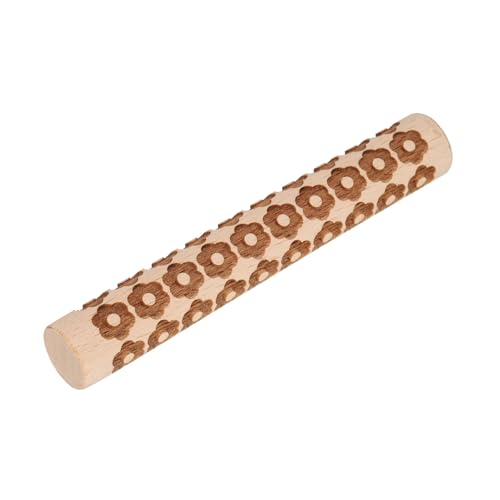 HARFINGTON Wood Clay Roller 4" Flower Pattern Rolling Pins Wood Rollers Pottery Tools Wood Grain Texture Rollers for Clay Baking Dough Playdough DIY - style: Flower