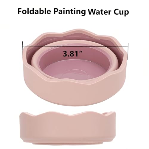 2Pcs Painting Water Cup, Silicone Collapsible Paint Brush Water Cup, 3.81x3.81in Collapsible Brush Washer Cups, Portable Painting Pen Washing Bucket for Cleaning Brushes