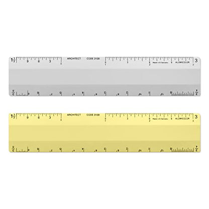 Alumicolor Architect 6 inch Ruler Scale w/ 4 Bevel Design for Drawing, Drafting & Engineering, Calibrations Divided by (1/8, 1/4), (1/2, 1), (3/8, 3/4), (3, 11/2), Gold - color: Gold