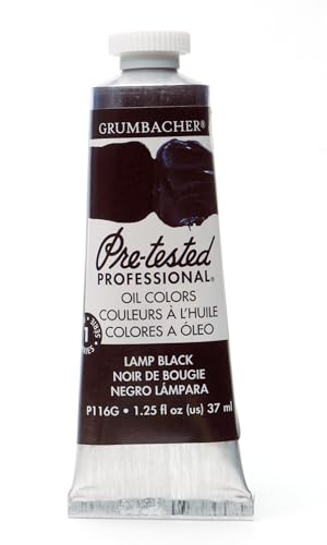 Grumbacher Pre-Tested Oil Paint, 37ml/1.25 Ounce, Lamp Black (P116G) - color: Lamp Black, size: 1.25 Ounce (Pack of 1)