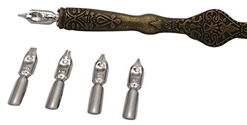 Gullor Calligraphy Pens Set - Dip Pen Handcrafted Calligraphy Set with 18 Nibs, Bronze - color: bronze