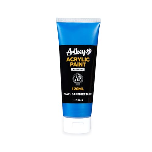 Artkey Metallic Acrylic Paint - Pearl Sapphire Blue (120 ml/4.06 oz) Tubes, Rich Pigments, Artists Acrylic Paints - Art Supplies for Canvas Wood Rock Clay Fabric Ceramics Art Crafts Painting - color: Pearl Sapphire Blue, size: 4.06 Fl Oz (Pack of 1)