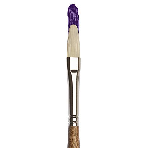 Winsor & Newton Artists' Oil Synthetic Brush, Filbert #4 | Synthetic Flagged Bristles, Excellent Color Carrying Capacity, Handmade in England, For Oil Paint - style: Filbert #4