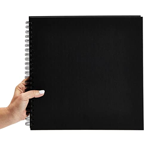 Paper Junkie Scrapbook 12x12 Album - 12 x 12 In, Black Hardcover, 40 Sheets (80 Pages) - Spiral Bound Black Scrapbook for Crafts