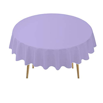Lavender Plastic Tablecloths 2 Pack Lilac Disposable Table Covers 84 Inch Circle Bridal Shower Party Tablecovers PEVA Mauve Table Cloths for BBQ Picnic Birthday Wedding Parties 6 ft Round Table Use - color: C01 Lavender