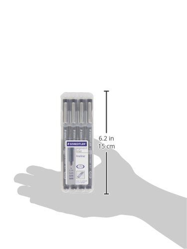 STAEDTLER ‎308 WP4 Pigment Liner Pens with Assorted Line Width - Black (Set of 4)