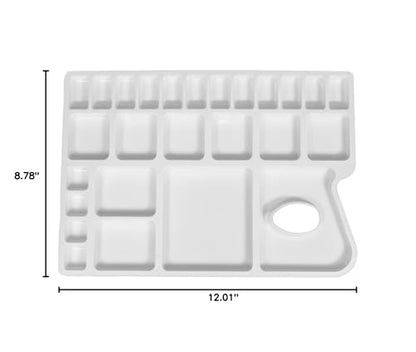 Zahepa Watercolor Palette Tray with Thumb Hole, 20 Wells, Paint Mixing Box | Travel-Friendly Design With Thumb Hole, 16 Color Compartments, 8 Mixing & 2 Water Storage Areas - style: Rectangle - 16 Compartments