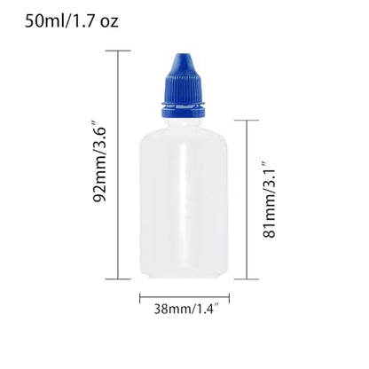 12 Pcs Dropper Bottles, 50ml/1.7 oz Empty Squeezable Small Mouth Dropper Bottle, Liquid Dropper Bottle with Blue Cap - color: Blue Cap