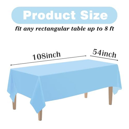 Kopokita 6 Pack Light Blue Plastic Tablecloths Disposable 54 x 108 Inch | Rectangle Table Cloths, Party Table Covers for Birthday, Wedding, Bridal, Baby Shower - color: Light Blue, size: Rectangle (6 Pack)