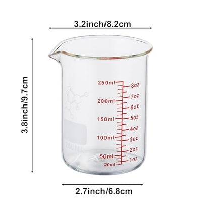 High Borosilicate Glass Measuring Cup-V-Shaped Spout,250ml(8OZ) Glass Measuring Beaker for Kitchen or Restaurant, Easy to Read - size: 250ml (8oz)