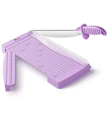 Firbon 12" Guillotine Paper Cutter with Hidden Ruler, Compact Paper Trimmer | 12-Sheet Capacity | Purple | Dual Scales | Paper, Cardstock & Photo Trimming | Scrapbooking Craft | Office, Home & Studio Use - color: Purple