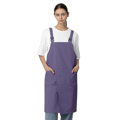 Unisex Waterproof Apron Restaurant Cooking Cafè Flower Shop Baking Kitchen Length Adjustable - color: Ash Purple