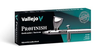 Vallejo - Airbrush Profinish, Profesional Dual-Action Gravity-Feed System with 0.2 & 0.3mm Nozzles and 0.1/0.3 & 0.5 fl.oz. Cup Included, Ideal for Artists, Ultra-Light Alloy Construction