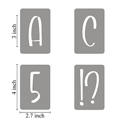 3 Inch Alphabet Letter Stencils for Painting - 42 Pack Letter and Number Stencil Templates with Signs for Painting on Wood, Reusable Letters and Numbers Stencils for Chalkboard Wood Signs & Wall Art - size: 3 Inch