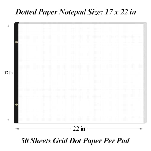 Large Dotted Paper Notepad - 22" x 17" Grid Dot Paper, 50 Sheets/100 Pages, 100 Gsm White Paper Desk Pad for Office/School/Home - size: 1-Pack, style: Dotted