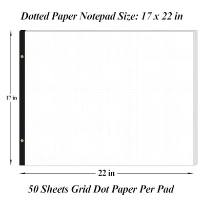 (2-Pack) Large Dotted Paper Notepad - 22" x 17" Grid Dot Paper, 100 Sheets/200 Pages, 100 Gsm White Paper Desk Pad for Office/School/Home - size: 2-Pack, style: Dotted