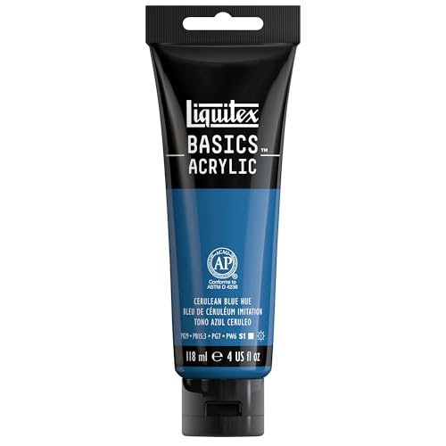 Liquitex BASICS Acrylic Paint, 4-oz Tube, Cerulean Blue Hue - color: Cerulean Blue Hue, size: 4 Fl Oz (Pack of 1)