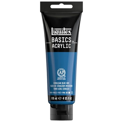 Liquitex BASICS Acrylic Paint, 4-oz Tube, Cerulean Blue Hue - color: Cerulean Blue Hue, size: 4 Fl Oz (Pack of 1)