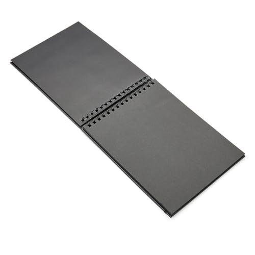KINGART Black Paper Sketchbook – 8 x 10.5 Inch, 1-Pack – 75 Sheets (70 lb / 110 GSM), Premium Acid-Free Heavyweight Dark Drawing Pad for Charcoal & Gels