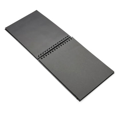 KINGART Black Paper Sketchbook – 8 x 10.5 Inch, 1-Pack – 75 Sheets (70 lb / 110 GSM), Premium Acid-Free Heavyweight Dark Drawing Pad for Charcoal & Gels
