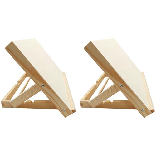 2 Pcs Wooden Tabletop Easels, 9.1 x 3.5 x 13 in Portable Drafting Board for Desk Painting, Drawing, Reading, and Display, Wood Color