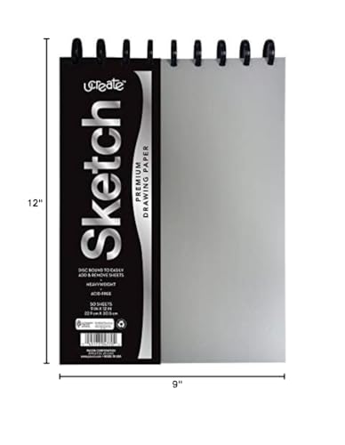 UCreate Disc Bound Sketch Book, Heavyweight, Silver, 9" x 12", 50 Sheets - style: Silver; 9" x 12"