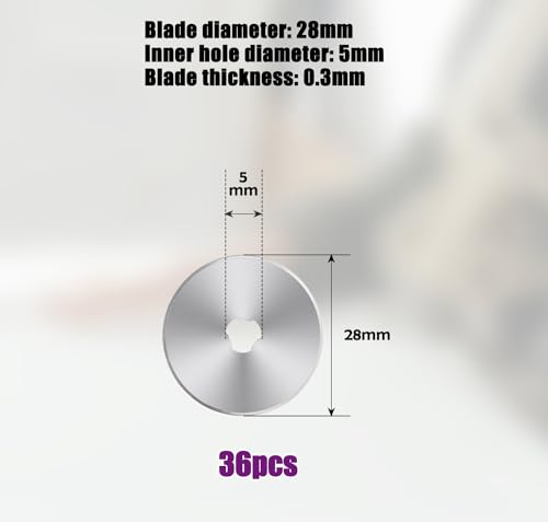 Sutekus 28mm Rotary Cutter Blades 36 Packs Replacement Blades for Crafts Quilting Scrapbooking Sewing, Compatible with Fiskars Olfa Martelli Truecut Cutter (28mm)