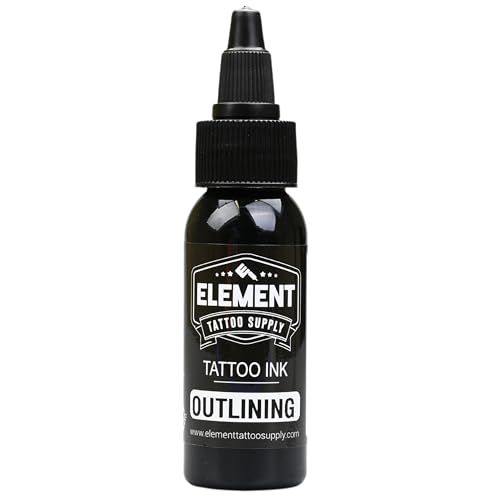 Element Tattoo Supply Black Tattoo Ink for Skin, 1oz Bottle | professional black ink for skin, smooth reliable flow, deep bold saturation, USA made, vegan formula, trusted by artists - size: 1oz