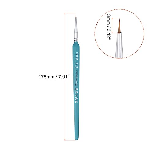 HARFINGTON 3pcs Detail Paint Brushes 3mm Pointed Tip 180mm Length Nylon Hair Miniature Painting Brush for Watercolor Oil Acrylic Painting(00000#), Blue - color: Blue, size: 00000# 3mm