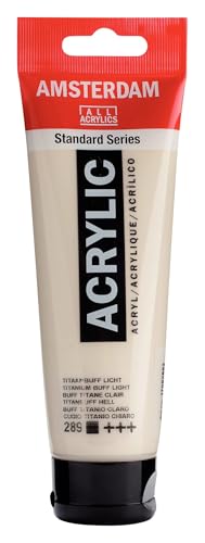 Amsterdam Standard Series Acrylic Paint Tube, Titanium Buff Light 289, 4 oz | Vibrant Color with Acrylic Resin Binder, High Lightfastness, Water-Based, Strong Coverage, Visible Brush Strokes - color: Titanium Buff Light, size: 4.05 Fl Oz (Pack of 1)